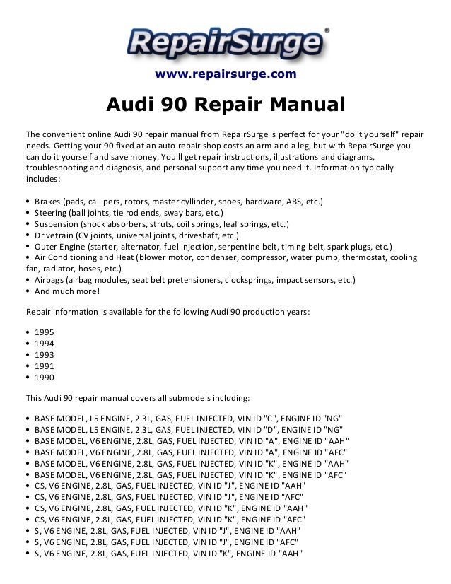 audi 90 repair manual